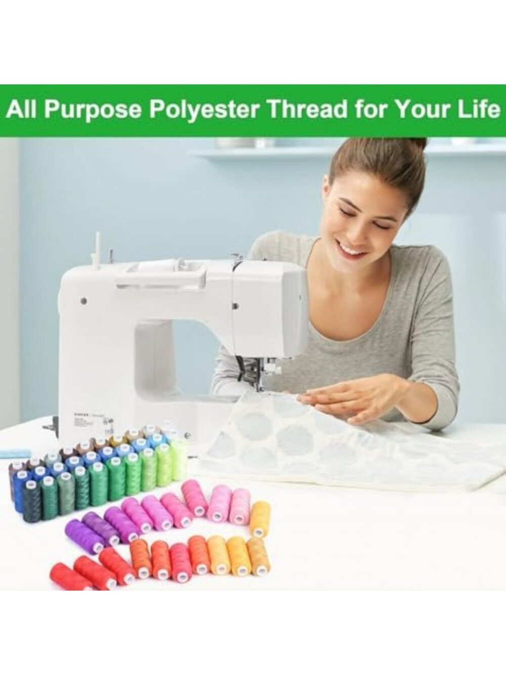 80 Spools Assorted Colors Sewing Thread - 400 Yards Polyester for Machine & Hand - Picture 2 of 6